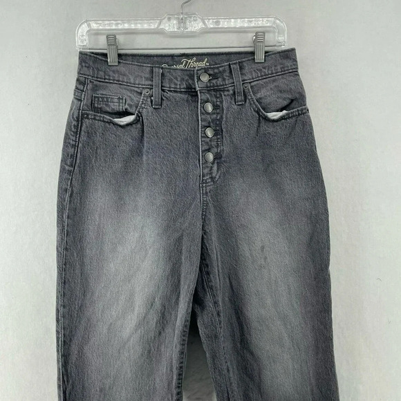 Universal Thread Jeans Womens 6/28R  Black Light Wash Straight Hi-Rise Buttonfly - Picture 6 of 12